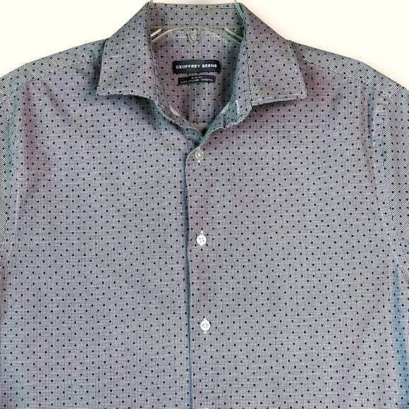 Geoffrey Beene Long Sleeve Button Up Slim Fit Shirt Stretch Mens M Dotted Gray - Picture 3 of 10